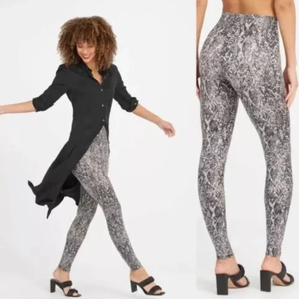 SPANX Faux Leather Snake Shine Leggings